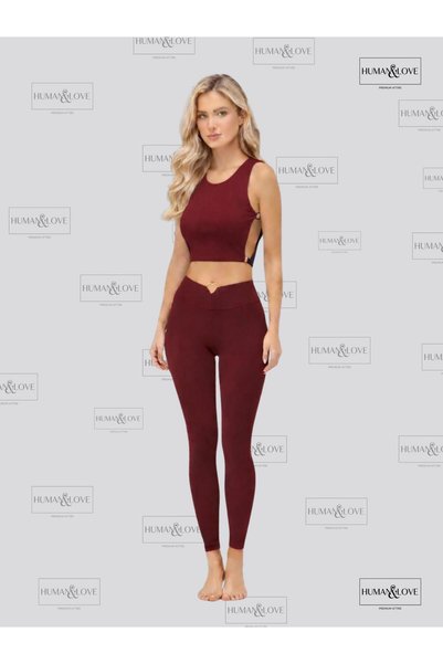 HUMAN LOVE Heart-Detained Leggings and Ring-Detained Crop Top