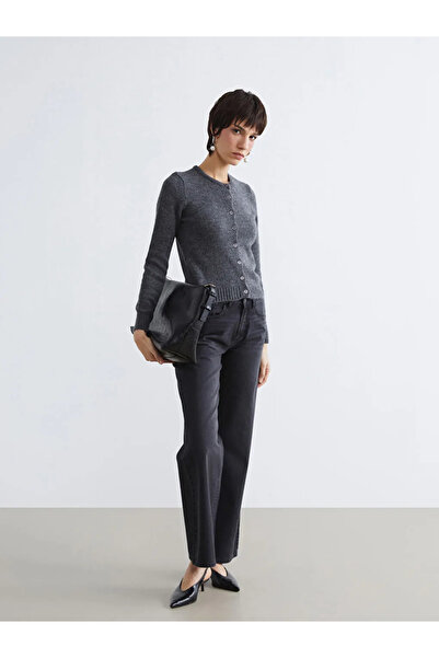 LC Waikiki LCW Vision Сірий велосипедний комір Жіночий трикотажний кардиган