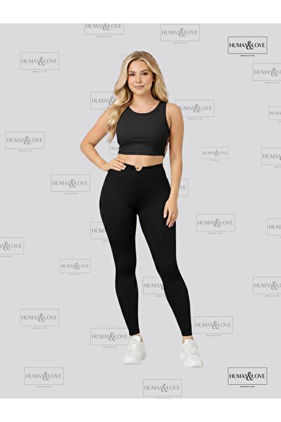 HUMAN LOVE Heart-Detained Leggings and Ring-Detained Crop Top