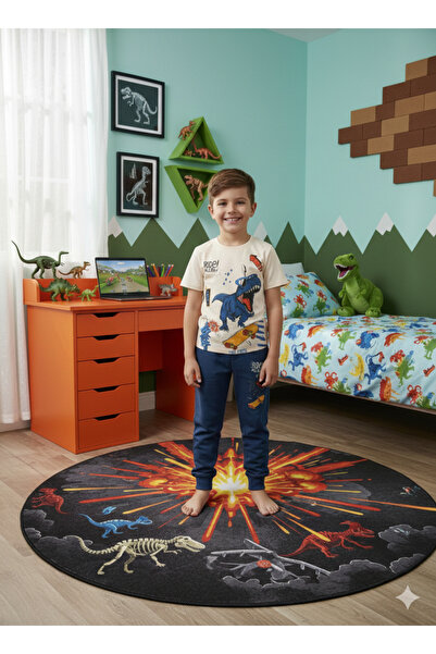 ALYAKİDS Boy's Dinosaur and Shark Printed Top and Bottom Set