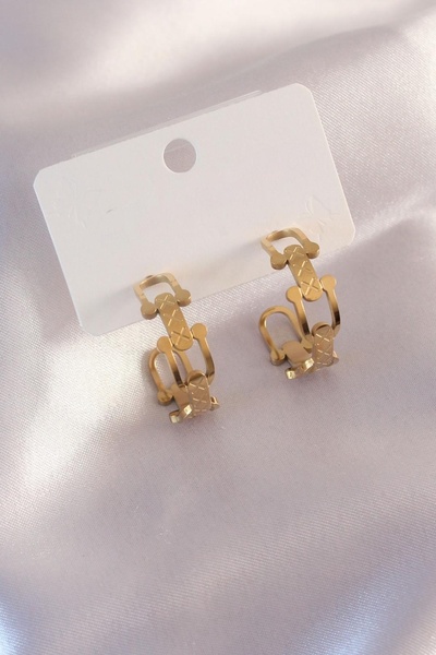 BUTİK AYVİTRİN Steel Gold Color Tifanny Chain Model Women's Earrings