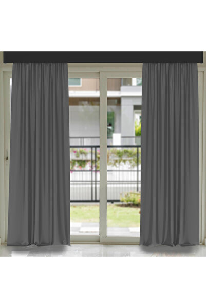 Casasro Set of 2 curtains, 140x245cm, Velvet 285gr/sqm, Dark grey