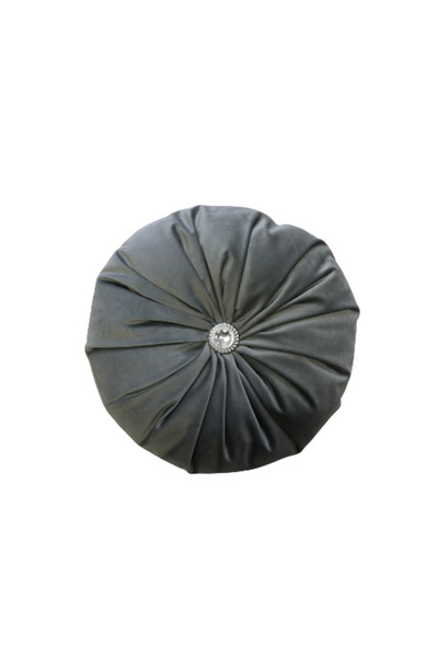 Casasro Perna Decorativa, Rotunda, Elegant, Catifea Lux, Gri, 38cm