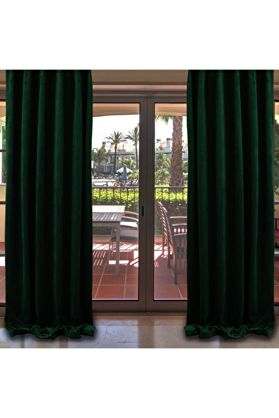 Casasro Set of 2 curtains, 140x245cm, Lux Velvet 335gr/sqm, Green