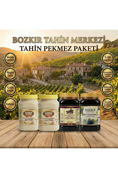 Hakbur Bozkır Yöresel Traditional Stone Mill Natural White Tahini 935 Gr 2 Pi...