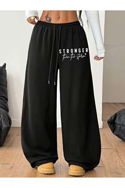 Nilvor Unisex Stronger Than the Storm Baggy Cut Wide Leg Sweatpants
