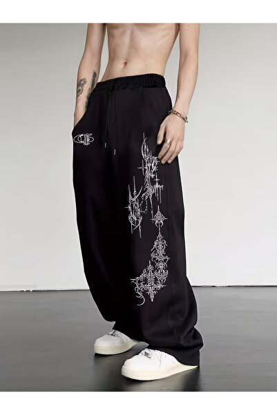 Nilvor Unisex Thorn Cross Baggy Cut Wide Leg Sweatpants