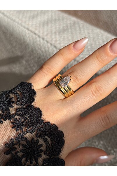 HOUSEKİ Marquise Cut Large Drop Stone Ring Adjustable