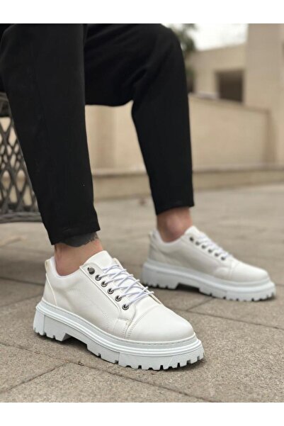 BPM Ba0245 White Smart Rubber Laces High Black Sole Casual Men's Shoes