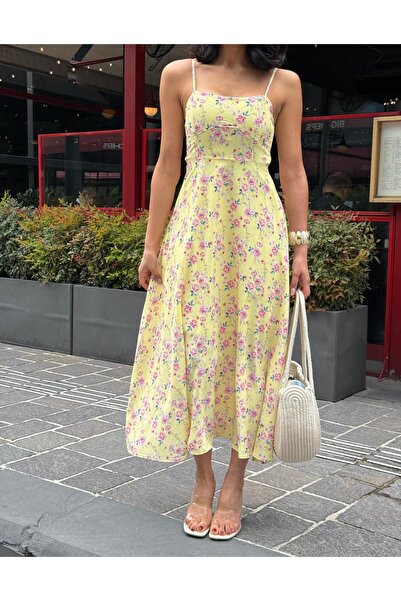 LUNES Floral Adjustable Strap Long Dress