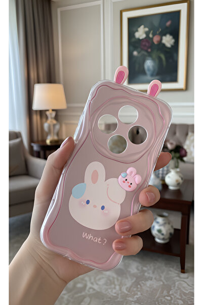 TechTrove Redmi 14C İçin Uyumlu 3D Tavşan Kulaklı Tasarımlı Dalgalı Kenar Şef...