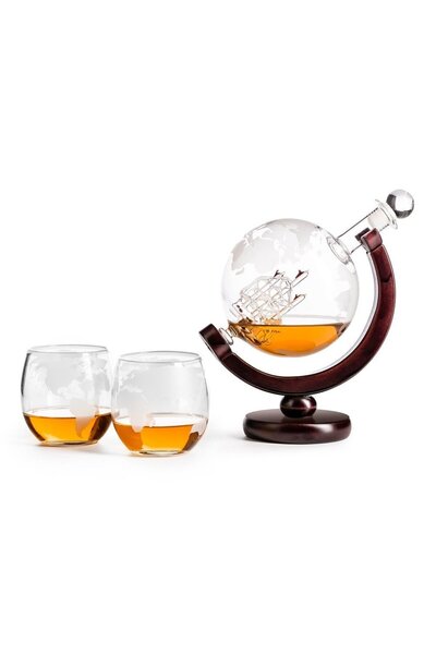 O.M.D Gadget Master Globe Shaped Wine Decanter with 2 Glasses