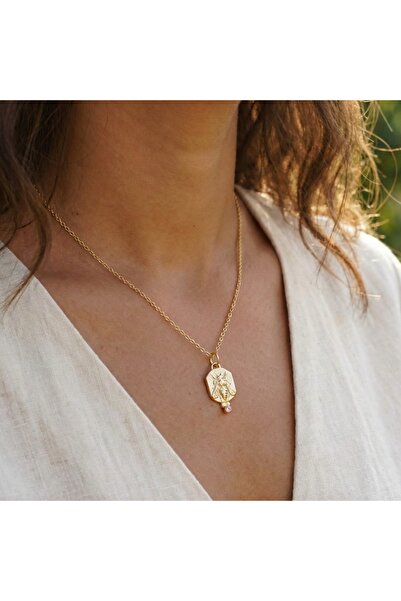 makeitbylove Sultan El Yapımı Pembe Topaz Arı Sikke Kolye, Bolluk Sembolü, Gü...