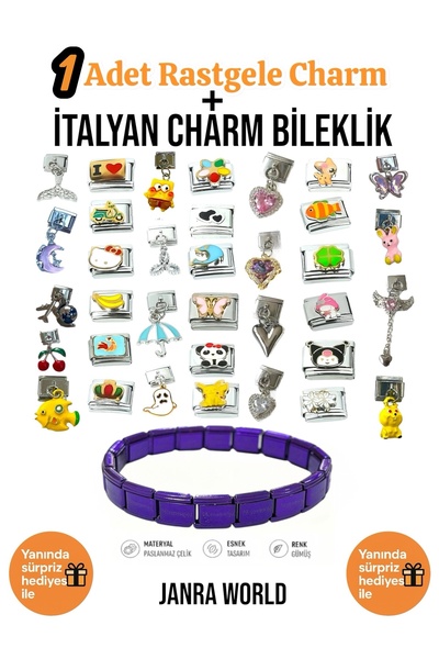 JANRA WORLD قطعة واحدة من مجموعة الأساور الساحرة العشوائية + الأساور الإيطالي...