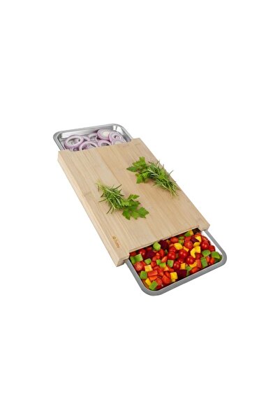 Ruhhy Bamboo chopper with containers 25707, 40 x 28.5 x 3.5 cm