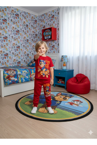 ALYAKİDS طقم علوي وسفلي مطبوع عليه شخصية باو بترول للأولاد