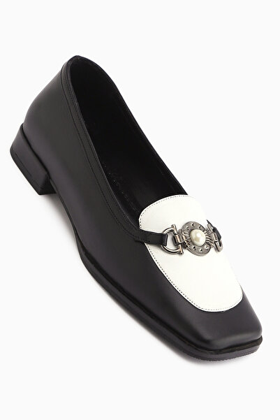 Limoya Sanie Genuine Leather Black Buckle Women's Ballerinas