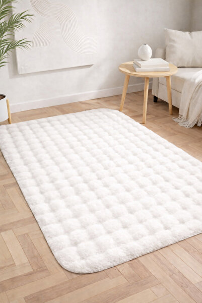 ALgorand Home Bubble Plush Carpet White Non-Slip Base, Stain Resistant, Soft ...