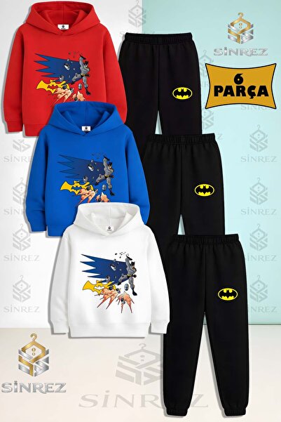 SİNREZ Set de trening cu glugă imprimat pentru copii, unisex, 3 piese, BTMAN ...
