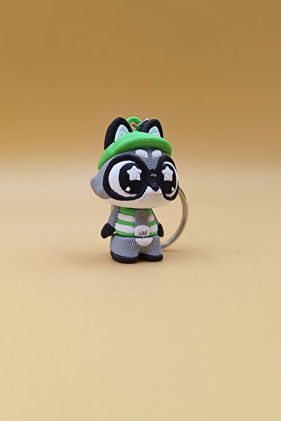 Rodopiva سلسلة مفاتيح على شكل راكون من ستار آي - حلية متحركة للحقائب