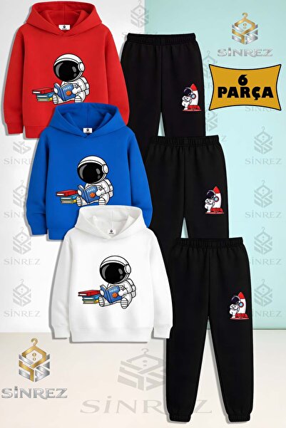 SİNREZ Set de trening cu glugă imprimat pentru copii, unisex, cu tematică AST...