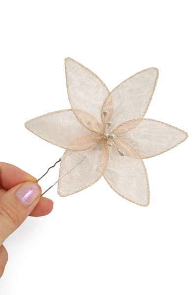 sibelle tasarım Salmon Color Bridal Hairpin, Salmon Flower Bridal Hairpin, Li...