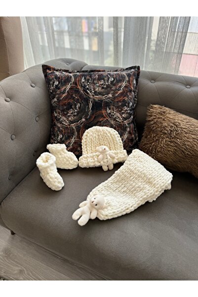 Alize Puffy El yapımı Bebek Atkı Bere Patik Seti| Yenidoğan Hediyesi | Yumuşa...