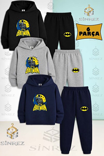 SİNREZ Set de trening cu glugă imprimat pentru copii, 3 piese, unisex, cu tex...