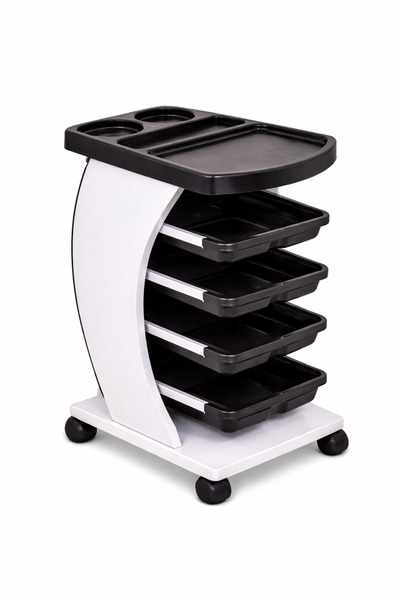 Kırmastı Ergonomik Kavisli Gövdeli Salon Servis Arabası - Beyaz Çekmeceli Pro...