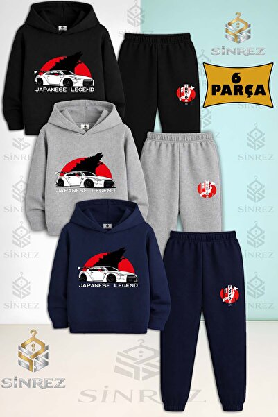 SİNREZ Set de trening cu glugă pentru copii, 3 piese, unisex, CAR TOKYO BYZ J...
