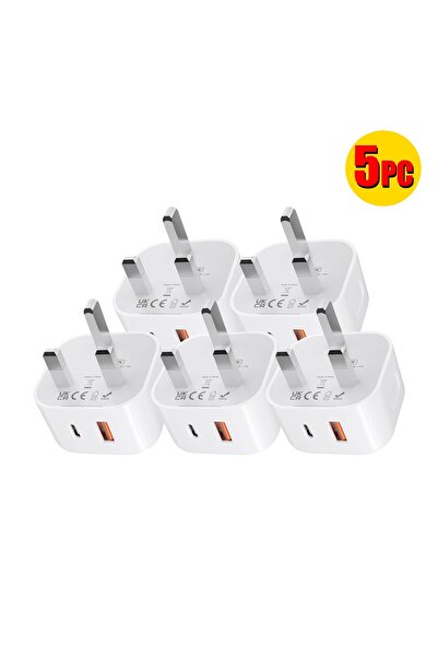 BUYMART 5 PC COMBO - 20 W USB-A Type-C Port UK Charger