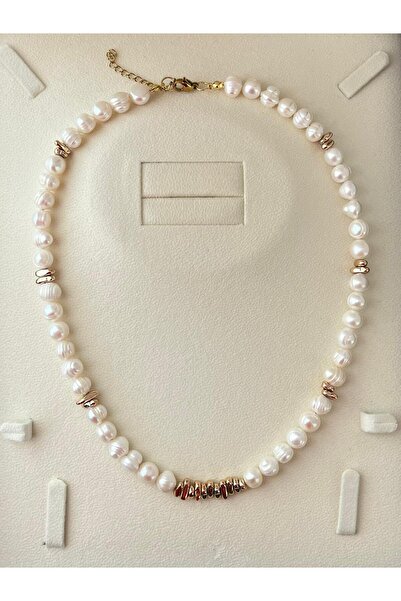 eyla collection Özel Tasarım Gold Hematit ve Barok İnci Kolye - 1. Kalite