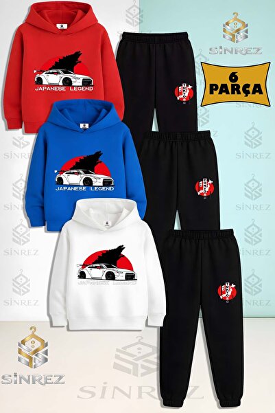SİNREZ Set de trening cu glugă pentru copii, 3 piese, unisex, CAR TOKYO BYZ J...