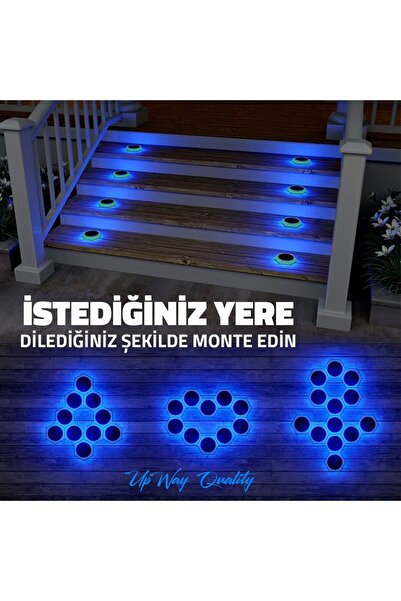 UpWay 6'lı Güneş Enerjili Mavi Peyzaj Lambası - 20 LED IP68 Su Geçirmez Kırılmaz Paslanmaz