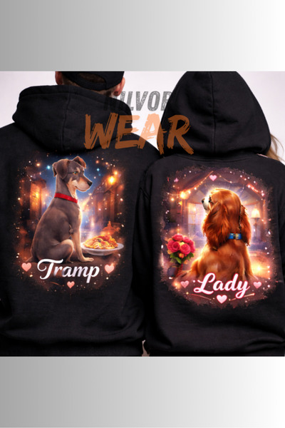 Nilvor Lover & Friend Couple Combination Tramp & Lady Printed Hooded Sweatshi...