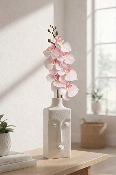 ELZI ATÖLYE 7’li Kumaş Dokulu Pembe Yapay Orkide Dalı – 90 cm | Şık & Lüks De...