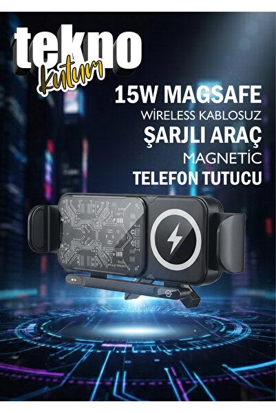 TEKNOKUTUM 15W Magsafe Wireless Kablosuz Şarj Araç Magnetic Telefon Tutucu