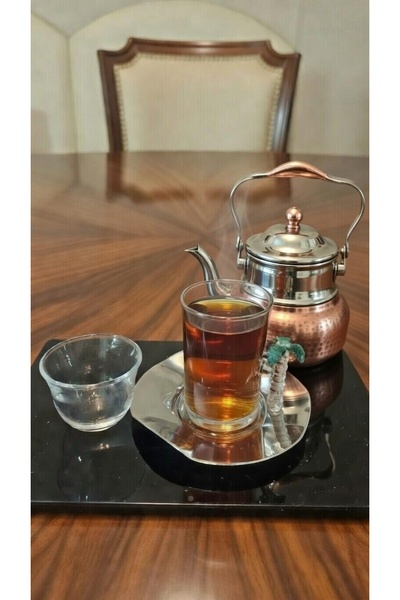 Turkish Store İstanbul Palmiye Handle 18 Pieces Tea and Coffee Set