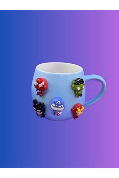 MINDA Silikon Avengers Figürlü Seramik Kupa Bardak Çocuk Kupası Bardağı Yenil...