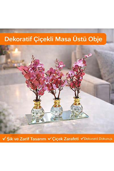 Alpi Evora Dekoratif 3 lü Çiçekli Masa Üstü Obje