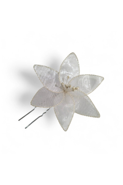 sibelle tasarım White Color Flower Hairpin, Lily Flower Hairpin, Bun Hairpin,...