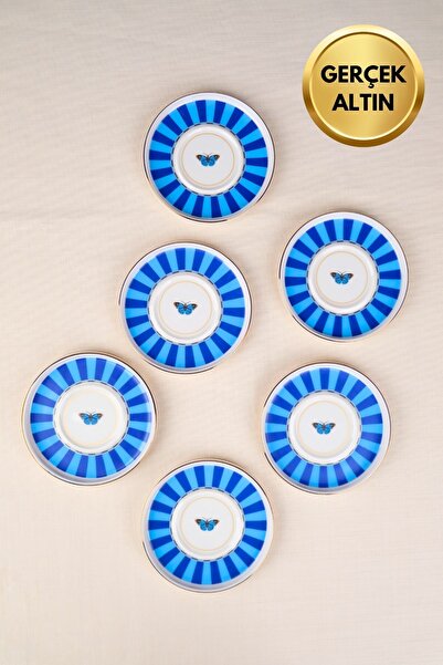 tabakevi Tabak Evi Porcelain Butterfly Collection Gold Gilded Tea Plate 11.8c...