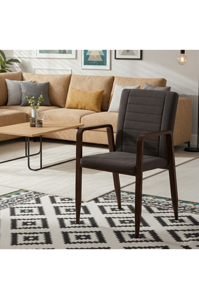 GLAMOURE HOME A wooden chair upholstered in fine fabric, ideal for the dining...