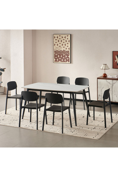 Home Box Movo Roma 6-Seater Sintered Stone Top Dining Table Set
