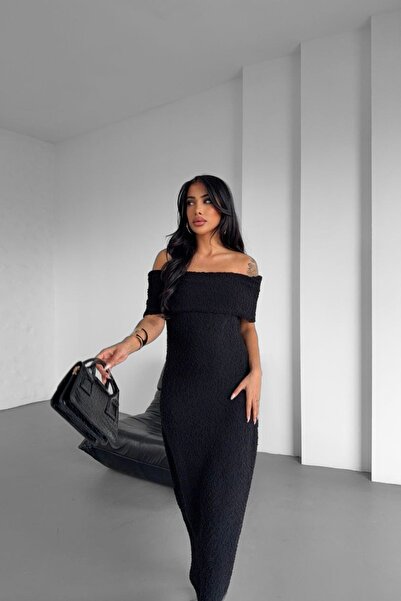 Auroveen Fit Boucle Madonna Collar Maxi Length Knitwear Dress Av3604