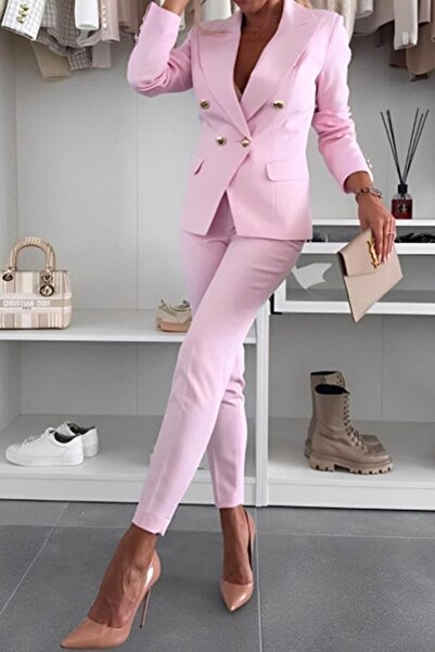 FashionForYou Κομψό κοστούμι γραφείου Paolina, σακάκι, χρυσά μανικετόκουμπα κ...