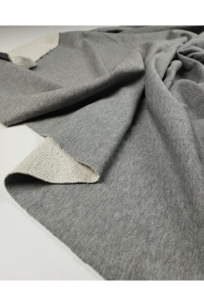 Kumaş Parça Țesătură din bumbac pieptănat cu două fire în culoarea gri (Lățim...