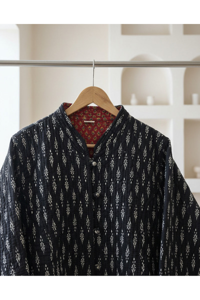 Yoncha Kadın Ceket %100 Pamuklu Çift Taraflı