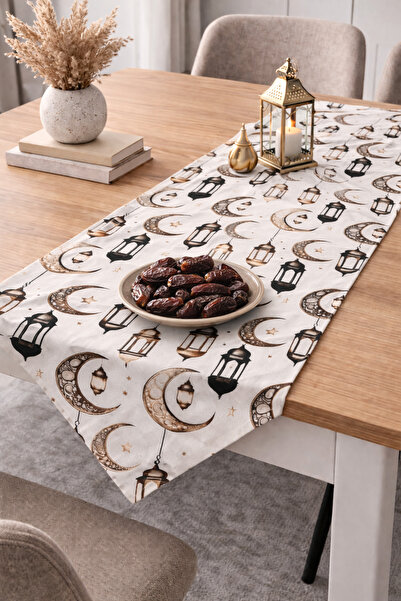 ÖZDAĞ HOME CONCEPT Ramadan Themed Digital Duck Fabric Runner 140X40 cm |   St...