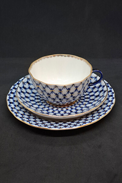 Imperial Porcelain Zero Product New Imported Cobalt Blue Network Pattern 3 Pi...